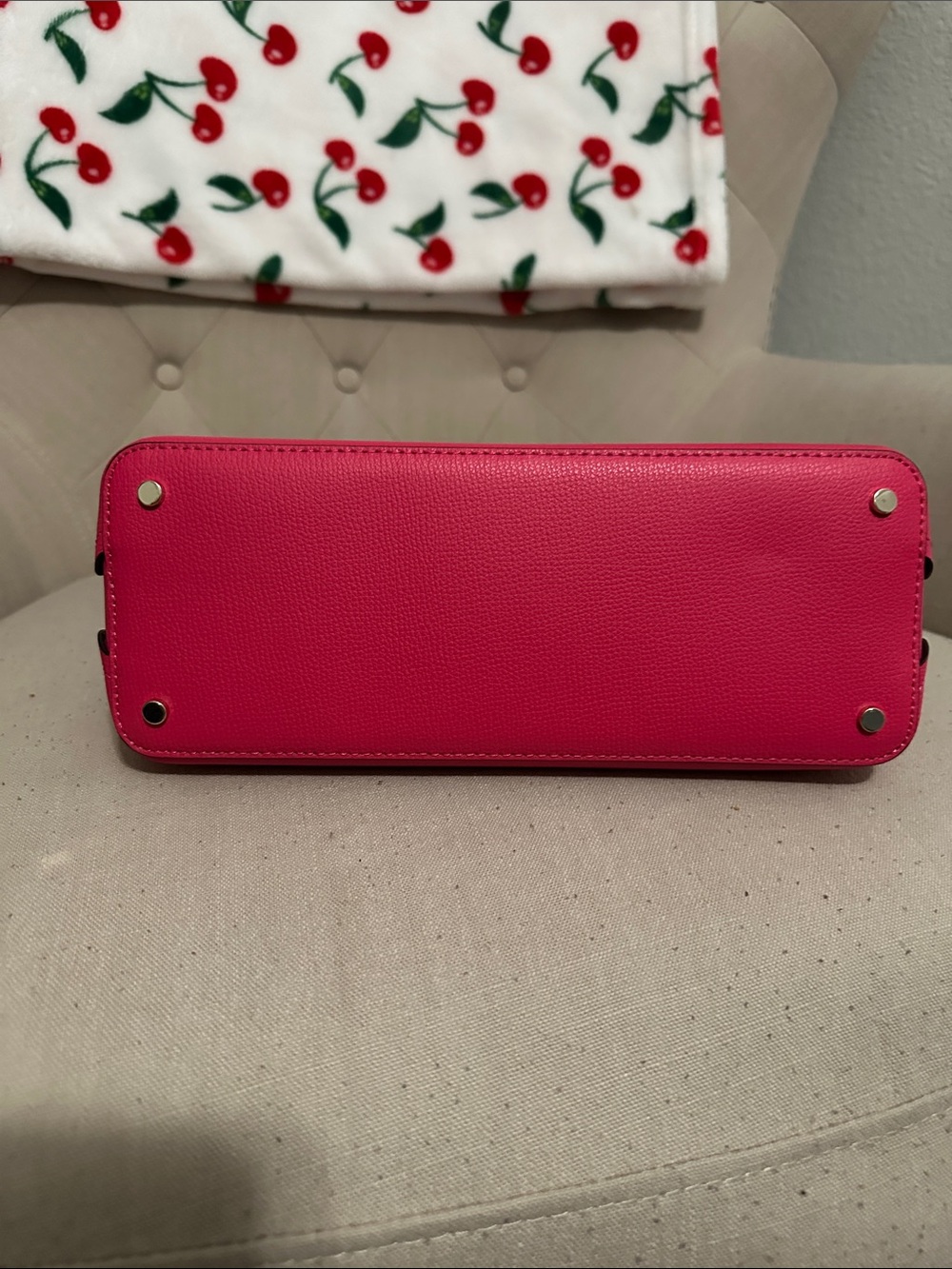 kate spade Pink Pebbled Leather Satchel with Gold-Tone Logo - Picture 3 of 7